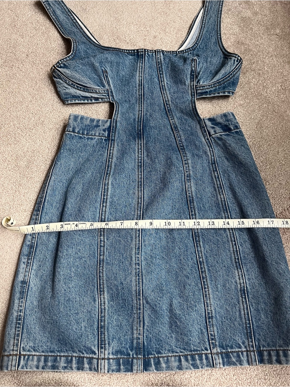 GRLFRND Washed Blue Denim Cutout Mini Dress size S - Picture 6 of 8